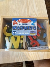 NEW Melissa Doug Wooden Alphabet Magnets 52-Piece