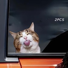Captivating Enchanting Funny Cat Decal 2PCS for Car Bumper Laptop Pet Lovers