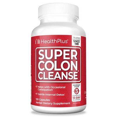 Health Plus Super Colon Cleanse Capsules Gentle Internal Detox 120 Count
