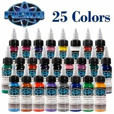 25 Color Fusion Tattoo Ink Set 1oz 30ml Bottles Vibrant Permanent Makeup