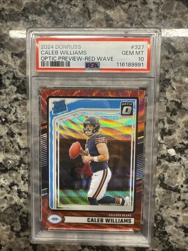 2024 PANINI DONRUSS CALEB WILLIAMS OPTIC PREVIEW RED WAVE #327 RC PSA 10