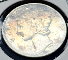 1938 P Mercury Dime 90% Silver USA 10 Cent -- Nice XF Condition w/ Toning
