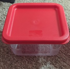 Suclain Square Clear Plastic Food Storage Containers Red Snap Lids Set of 2