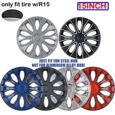 Universal 15" Hubcap Set of 4 R15 Hub Caps Replacement Snap On Wheel Rim Cover