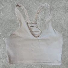 Alo Airbrush Real Bra Tank Top Women Small Racerback Yoga Gym Workout White