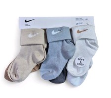NIKE Boys Socks Toddler Ankle Waffle Knit 6 Pair Size 2-4 Years Shoe Size 3C-7C