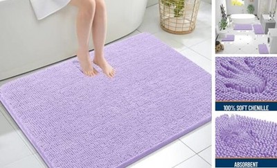 Large Bathroom Rugs 40x32, Extra Soft Absorbent Chenille 40'' x 32'' Lavender