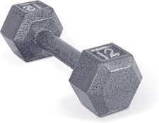 Barbell Cast Iron Hex Dumbbell, Single, 12 Lb