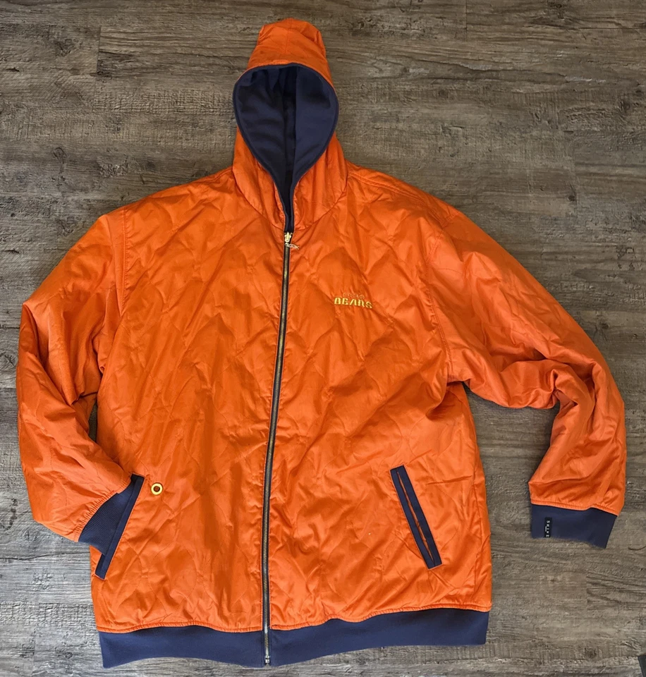 Chicago Bears Mens 3XL Coat Reversible ZipUp Blue Orange Insulated Reebok Shine - Image 2 of 4