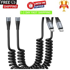 Compact Coiled USB-C Charging Cable 2-Pack: 3ft Fast Charge for All Your Devices