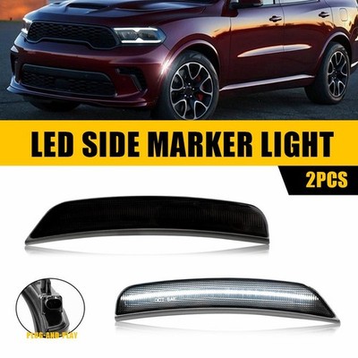 Smoked White LED Side Marker Light Front Bumper Lamp For Dodge Durango 2021-25 H