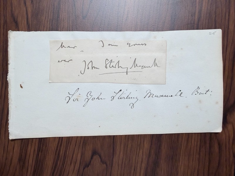 Mounted Clipped Signature  Sir John Stirling Maxwell, 10th Baronet