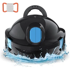 Robotic Pool Cleaner w/ 5200mAh Battery, Cordless, Auto Parking - Black