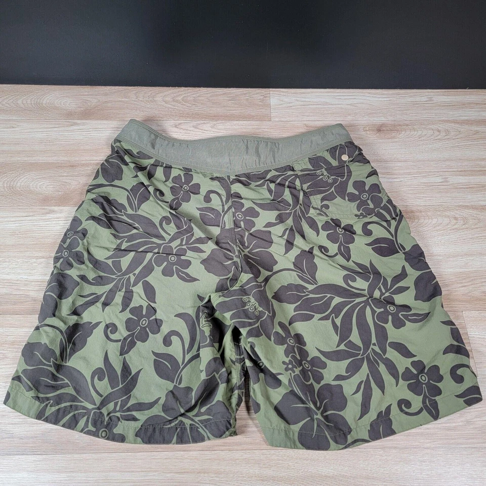 Pantalones Cortos De Colección Patagonia Pataloha Para Hombres 36 Verde Marrón Floral Hibisco Natación Foto 3 de 4