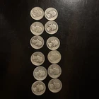 12 Silver Washington Quarters From 1939 To 1943