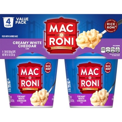 Mac A Roni Quick Cook Macaroni and Cheese Cups, Creamy White Cheddar, 2.04 Oz...