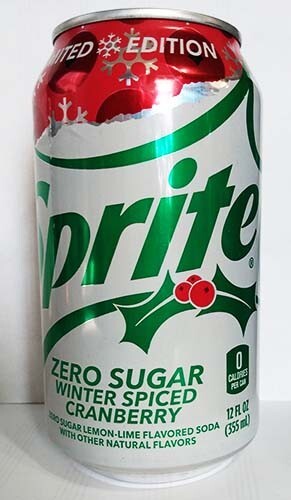 Winter Spiced Cranberry Sprite ZERO 12oz Christmas 2022 Limited