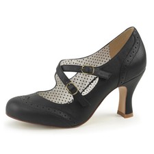 Pin Up Couture Damen Criss Cross Maryjane Pumps Flapper-35 schwarz