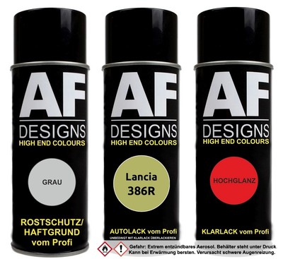 Spraydose für Lancia 386R Verde Box Autolack Klarlack Grundierung  Set