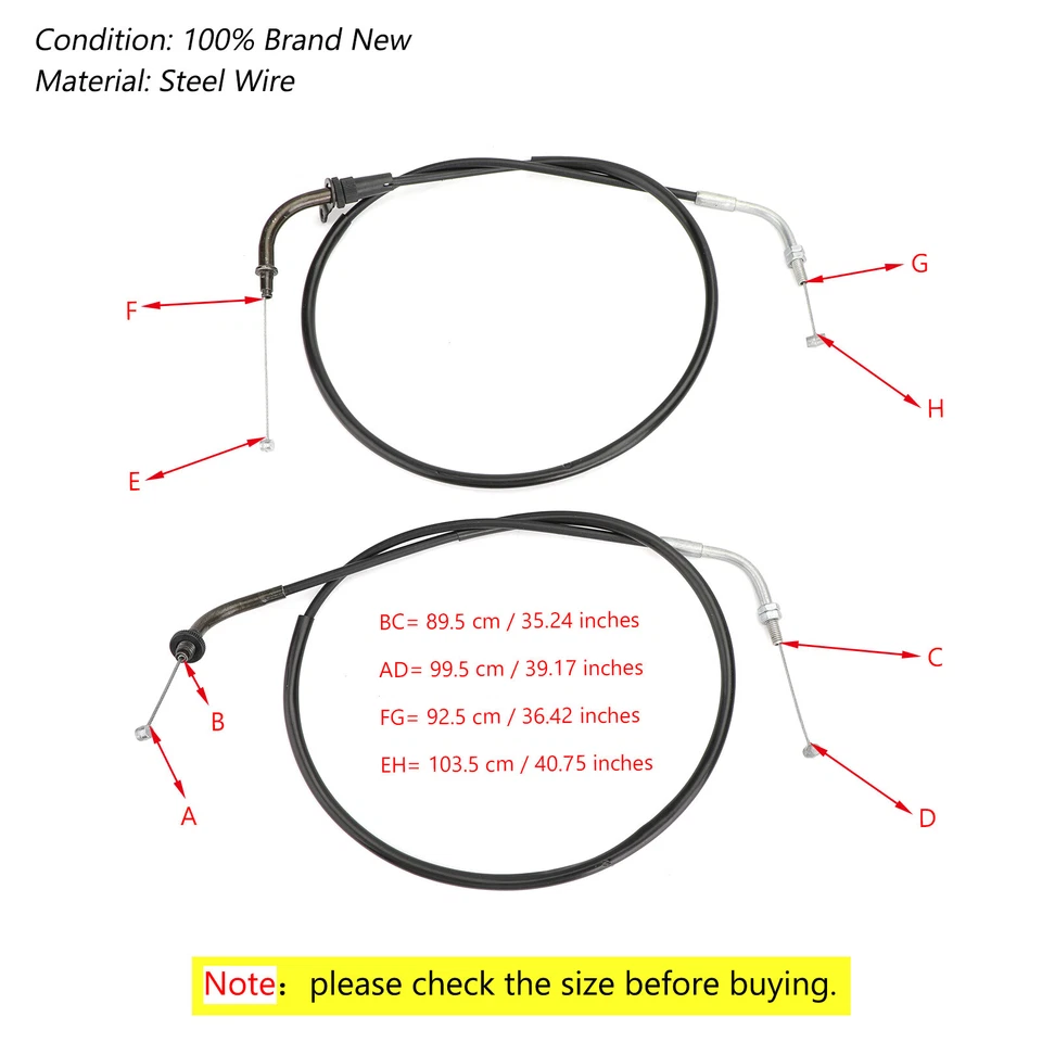 Throttle Cable Wires For Yamaha XVS400 DS400 V-star 96-12 / XVS650 V-star 98-15 — 第 2/4 张图片
