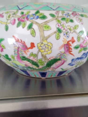ANTIKE CHINESISCHE FAMILIE ROSENFISCHSCHALE ODER PFLANZER TONGZHI MARKE - Bild 10 von 16
