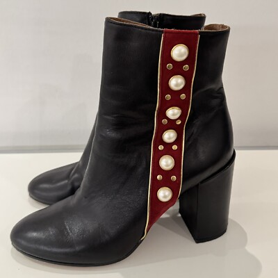 Sandro Stiefelette Schwarz Leder 41