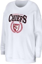 WEAR NFL KANSAS CITY CHIEFS WOMENS WHITE OVERSIZED CREW SWEATSHIRT SIZE - L