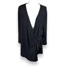 Alex Evenings Wrap Top Womens Plus Size 2X Black Cocktail Vintage Y2K 2000s USA