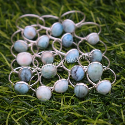 50 PCs. Lot Natural Larimar Gemstone 925 Silver Plated Bezel 50 PCs. Lot Natural Larimar Gemstone 925 Silver Plated Bezel