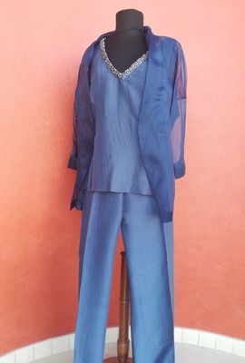 COMPLETO IN SETA MADE IN ITALY CON PANTALONI MARELLA MODELLO LUCIANA TG 48  | eBay