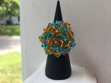 Handmade Mexican Huichol Bead Flower Ring - Anillo Mexicano - Artesanias