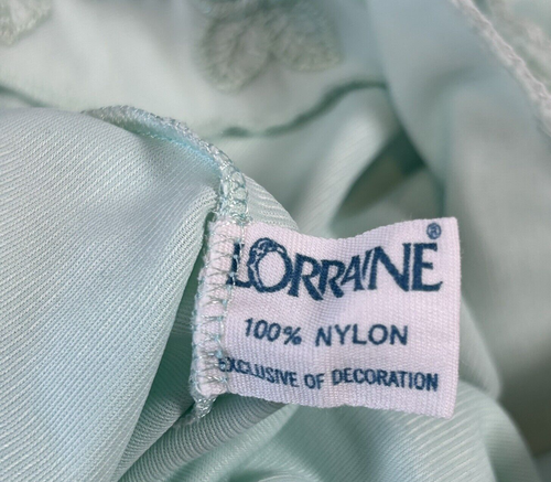 Conjunto de camisón y bata Lorraine Peignoir de colección M verde menta bordado de nailon sedoso - Imagen 13 de 15