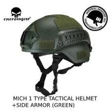 Emerson Tactical Fast Helmet Bump MICH Ballistic MH Type NVG +Side Rail+Flap
