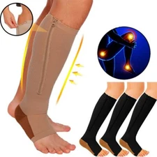 Zip Up Compression Socks Support Hose Unisex Edema Diabetic Varicose Vein Travel