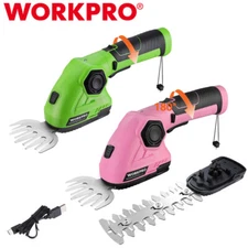 WORKPRO 2-IN-1 Cordless Trimmer Hedge Shears Grass Cutter Electric Hedge Trimmer
