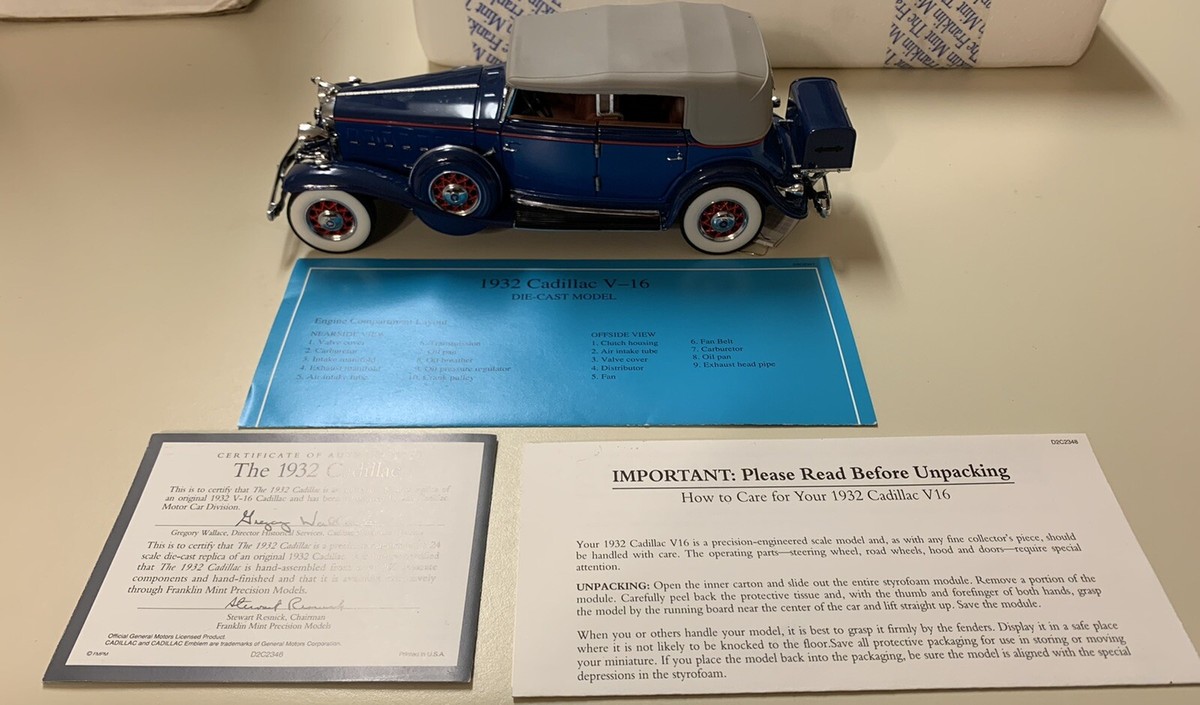 Franklin Mint Precision Model DieCast 1932 Automobile Cadillac V