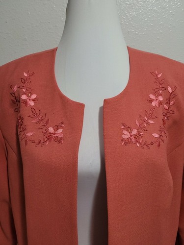 MWT KORET Women's Jacket 3/4 Sleeve Round Neck Open Front Shoulder Pads.Size 8 - Picture 4 of 12