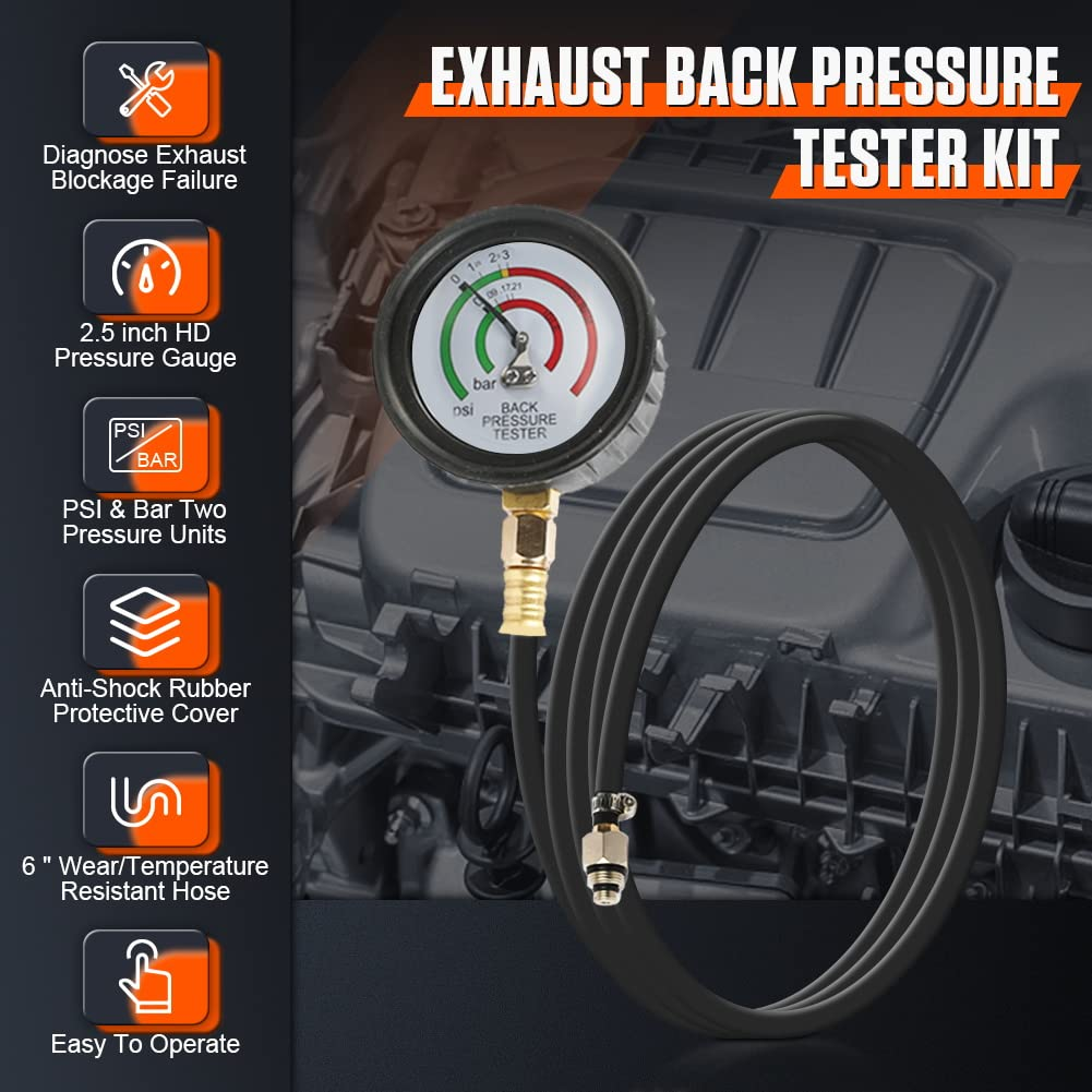 Compression Tester Exhaust Back Pressure Tester Kit - 2.5
