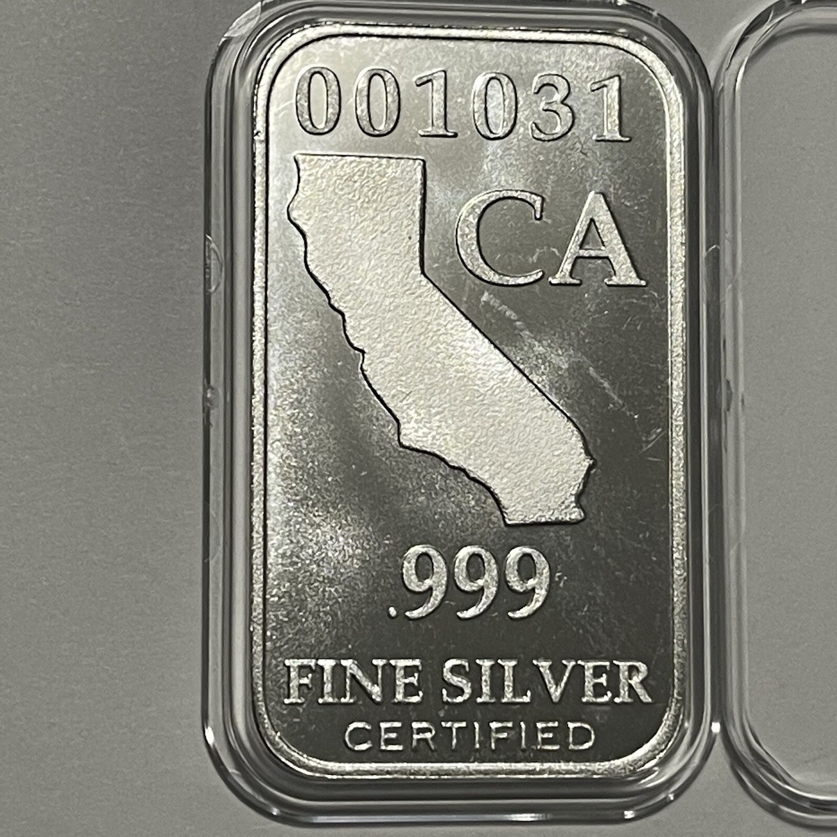 California U.S. State Silver Bar 1 Troy Oz .999 Fine Pure Silver