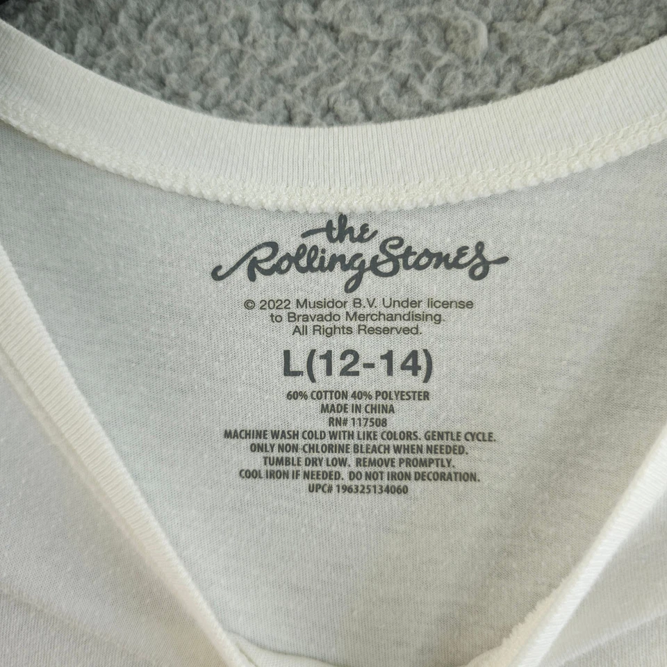 Rolling Stones Shirt Womens Large Cream Short Sleeve Pop Squares Graphic Tee - Image 3 of 4