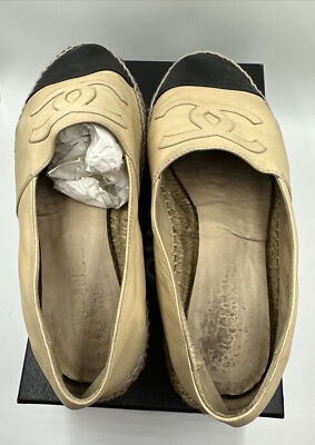 シャネル　エスパドリーユ　38 ブラック・ベージュ Chanel Beige/Black Espadrilles Size 38 | eBay