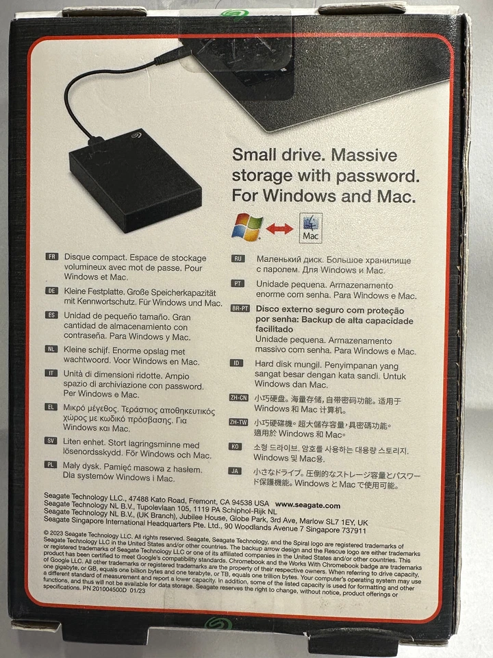 Seagate One Touch with Password Portable Hard Drive  5TB Grey New Boxed HDD BNIB - Image 4 of 4