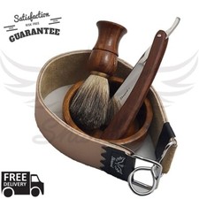 VINTAGE BARBER SALON STRAIGHT CUT THROAT SHAVING RAZOR Gift Set 5 Pc Luxury Kit