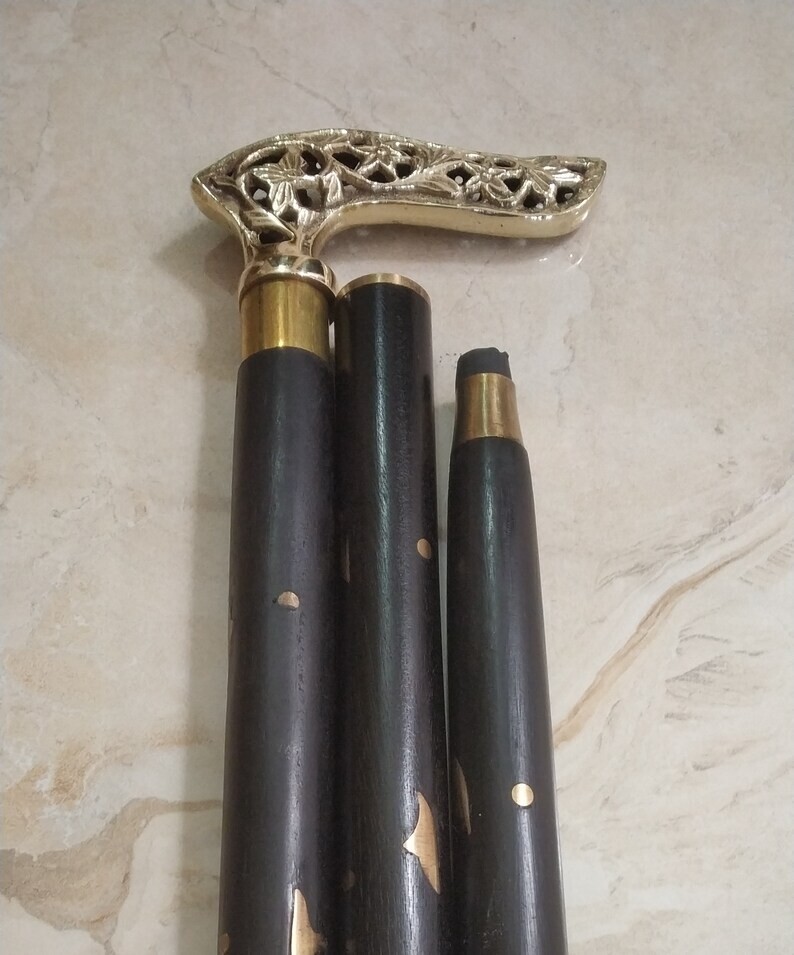 как выглядит Walking Stick,Cane, Wooden Shaft For Men Men, Elegent Design In Black Color фото