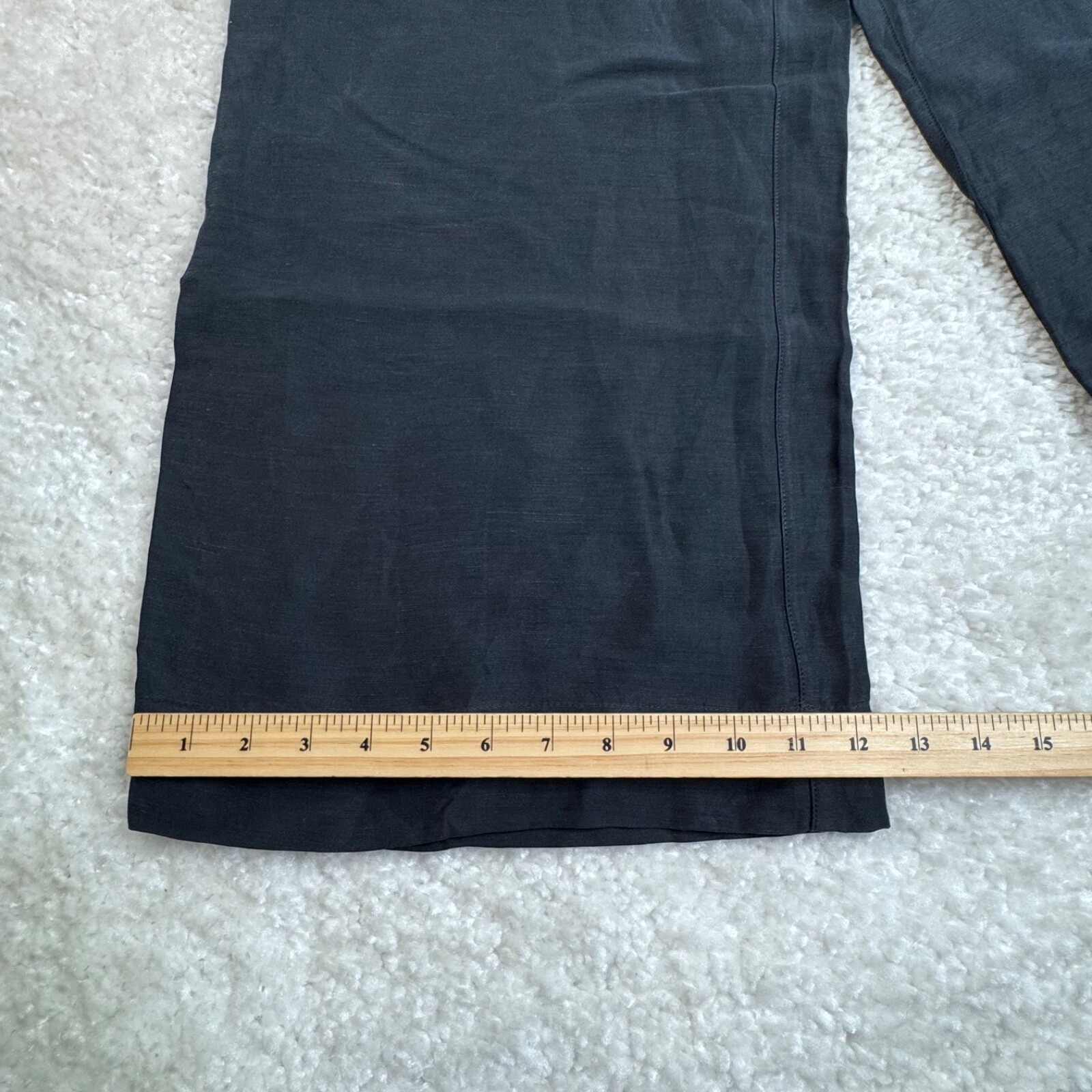 H By Halston Black Linen Wide Leg Crop Pants Womens Large NEW