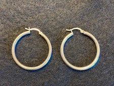VINTAGE STERLING 925 LARGE HOOP EARRINGS 5 gm 