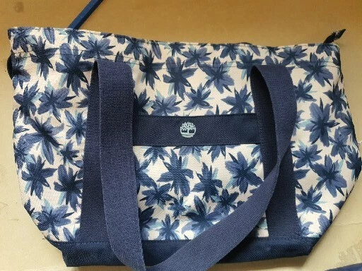Timberland Women s Canvas Flora Beach Tote Bag Blue Cream Used But Stunning