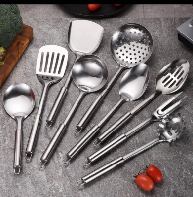 304 Stainless Steel Kitchen Utensil Set - 9 PCS Serving Utensils
