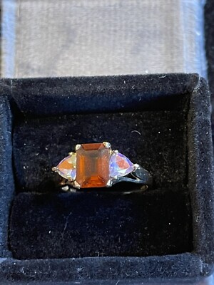 Beautiful Vintage marked 10k gold Fanta orange citrine Mystic Ice Topaz Ring Sz9