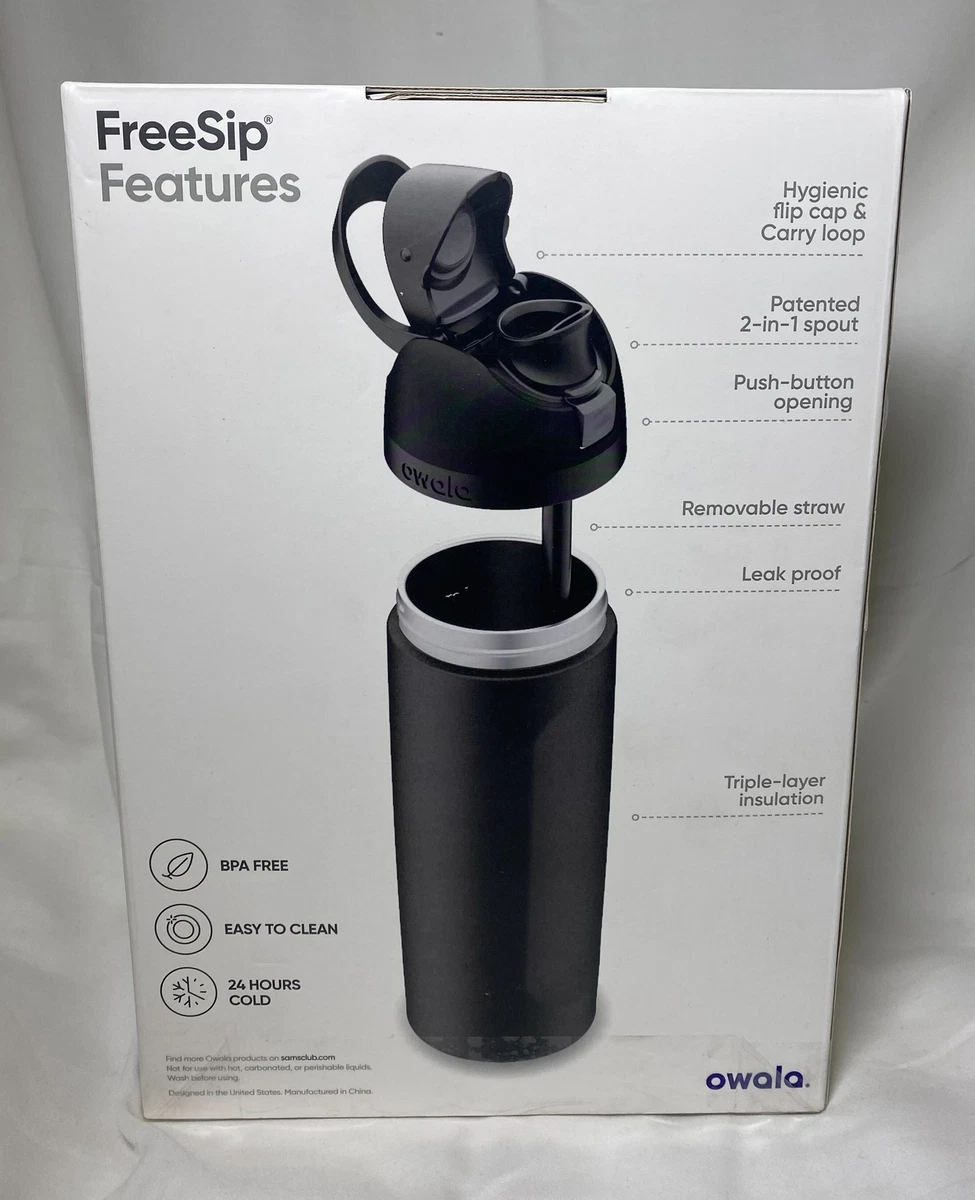 Owala FreeSip 24-oz. Stainless Steel Water Bottles - Black/White - Open Box